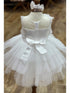 Baby Girls Lala & Erina Ivory Tulle Lace 3D Applique Flower Girl Dress 3-24M back